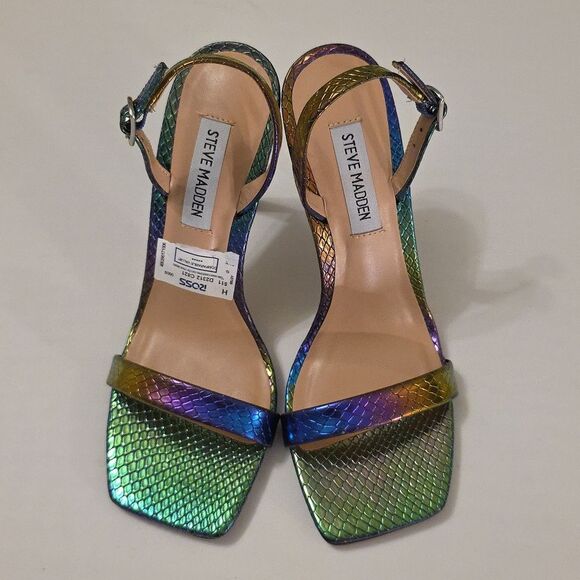 BRAND NEW STEVE MADDEN BETTHANY MULTI SNAKE STILETTO HEEL with ANKLE STRAP - Picture 2 of 16